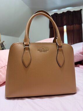 kate spade camel tan leather dome satchel